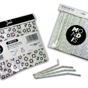 Pajita de pape flexible de colores. Caja de 20 paquetes de 250 Uds.