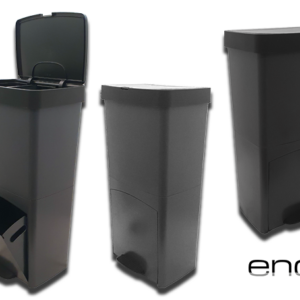 Cubo reciclable Plástico 3 Compartimientos de color Negro. 1 Ud