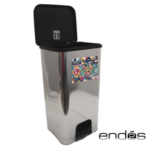 Cubo pedal 37 L IML metalizado. ENDOS