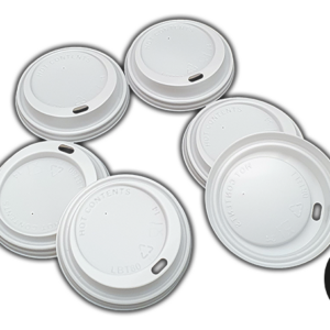 Tapa Blanca de plástico para vaso de cartón 8 OZ VCA007. Caja de 10 paquetes de 100 Uds