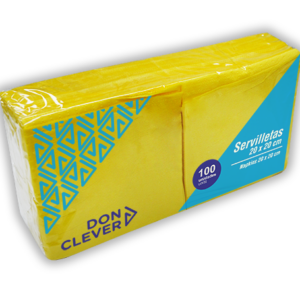 Servilleta. 20X20 AMARILLA TISSUE 2 Capas. Caja de 32 paquetes de 100 servilletas. "DON CLEVER"