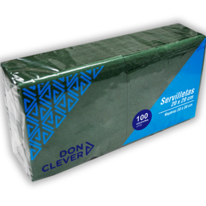 Servilleta. 20X20 VERDE TISSUE 2 Capas. Caja de 32 paquetes de 100 servilletas. "DON CLEVER"