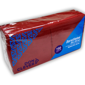 Servilleta. 20X20 ROJA TISSUE 2 Capas. Caja de 32 paquetes de 100 servilletas. "DON CLEVER"