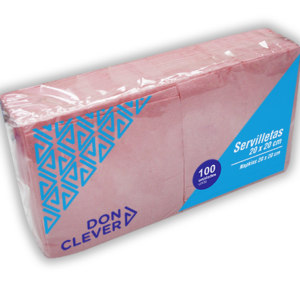 Servilleta. 20X20 ROSA TISSUE 2 Capas. Caja de 32 paquetes de 100 servilletas. "DON CLEVER"