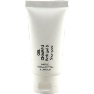 Geyushi. TUBO 20 ml GEL+CHAMPÚ WARM VANILLA. Caja de 400 Uds