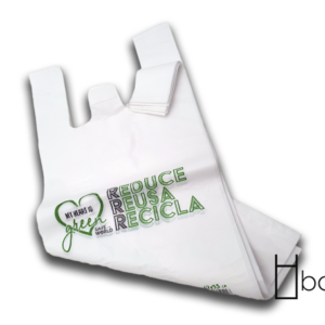 BOLSA CAMISETA 42X53 cm. G-200 "BOLSIKAS". Caja de 20 paquetes de 1Kg (54Uds)