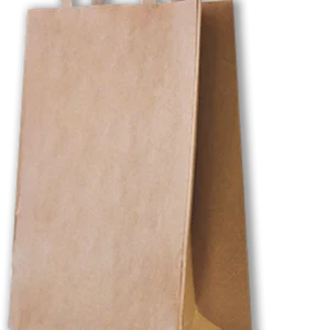 Bolsa de papel kraft con asas personalizada a 1 color. 24+11x34 cm. Pedido mínimo 50 cajas