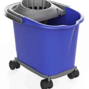 Set Cubo Fregona Kent con Soporte Ruedas. AZUL. 16 litros. (Unidad y Caja de 10 Uds)