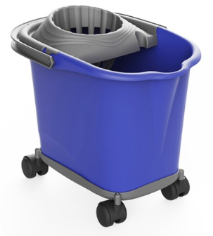 Set Cubo Fregona Kent con Soporte Ruedas. AZUL. 16 litros. (Unidad y Caja de 10 Uds)