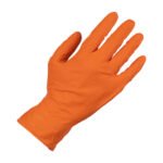 OMARE. Guante de Nitrilo Naranja sin polvo SUPERGRIP GLOVETROTTER DIAMANTADO. Caja de 100 Uds. Talla M. (Unidad y Caja de 10 Uds) - Imagen 2