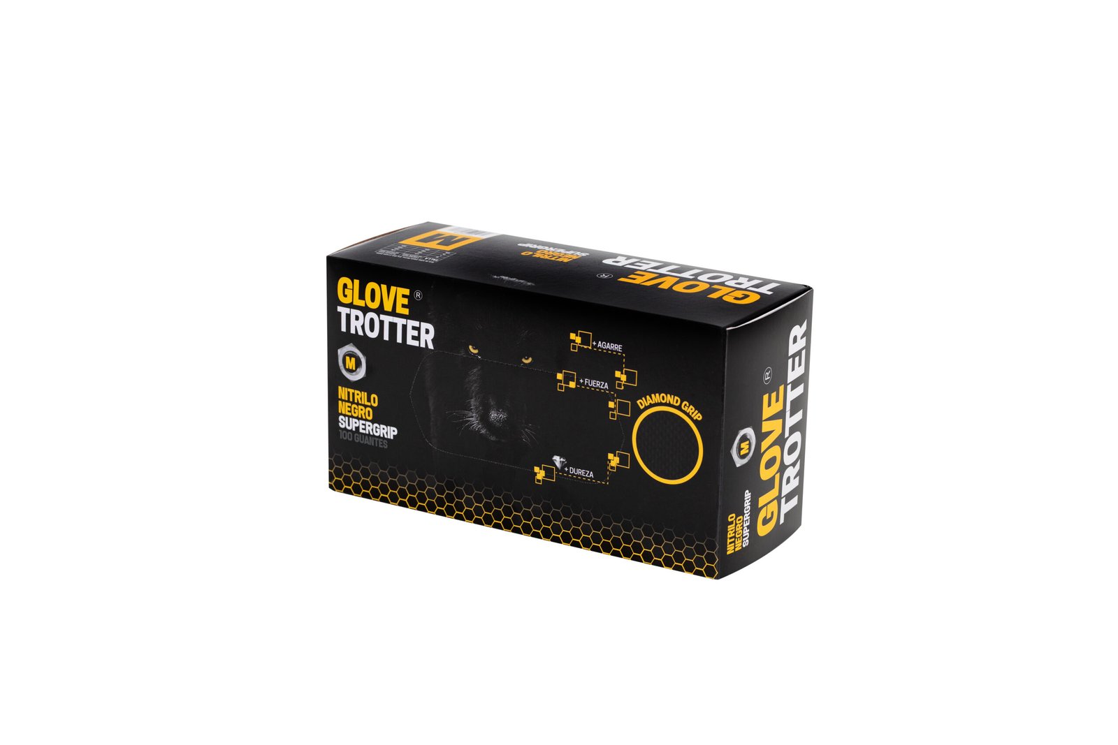 Guante de Nitrilo sin polvo SUPERGRIP GLOVETROTTER DIAMANTADO. Caja de 100 Uds