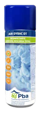 AIR DYBAC DT-300. Aerosol de descarga total desinfectante bactericida, fungicida y viricida, 300 ml. Caja 8 Uds