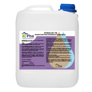 DYBACIP TR. Biocida no oxidante para el control de legionella. Glutaraldehído: 5%, Cloruro de alquil dimetil bencil amonio: 5%. Garrafa 25Kg