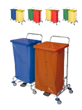 Carro Cover Residuos Doble (con tapa azul, rojo, verde, amarillo), 51x116x108cm