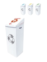 Papelera Contenedor KARTO Selectivo con Tapa (Guantes, Cartón y Papel, Envases, Residuos generales y Personalizada). Pack de 10 Uds